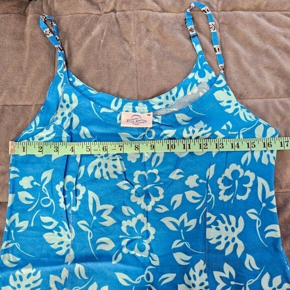 Women's sleeveless sun/beach dress, tropical print, Blue, Medium - Picture 8 of 9